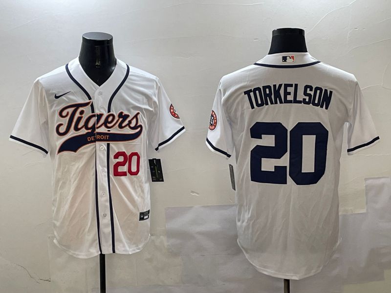 Men Detroit Tigers #20 Torkelson White Jointly Name 2025 Nike MLB Jersey style 3->detroit tigers->MLB Jersey